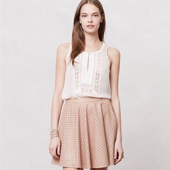 Anthro Sunday In Brooklyn Vegan Eyelet Blush Skirt - Picture 1 of 6